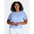 thumbnail image 2 of Time and Tru Women's Textured Crewneck Sweater with Short Sleeves, Lightweight, Sizes XS-XXXL, 2 of 6