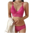 thumbnail image 5 of VBTAPA Women's 2 Piece Lingerie Set Floral Lace Bra and Panty Matching Sets Valentines Day Underwear Hot Pink M, 5 of 8