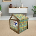 thumbnail image 3 of Poppy Flower Pet House, Colorfuls Blossoming Nature Psychedelic Ornamental Pattern Flourishing Foliage, Outdoor & Indoor Portable Dog Kennel with Pillow and Cover, 5 Sizes, Multicolor, by Ambesonne, 3 of 5