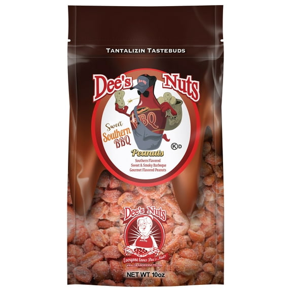 Dee's Nuts Peanuts, Sweet Southern BBQ Flavor, 10 oz. Resealable Bag