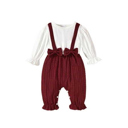 

Bmnmsl Girls Fake Two-piece Romper Long Sleeve O Neck Patchwork Jumpsuit