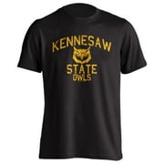 Kennesaw State Owls Distressed Retro Logo  Paw Black Short Sleeve T-Shirt