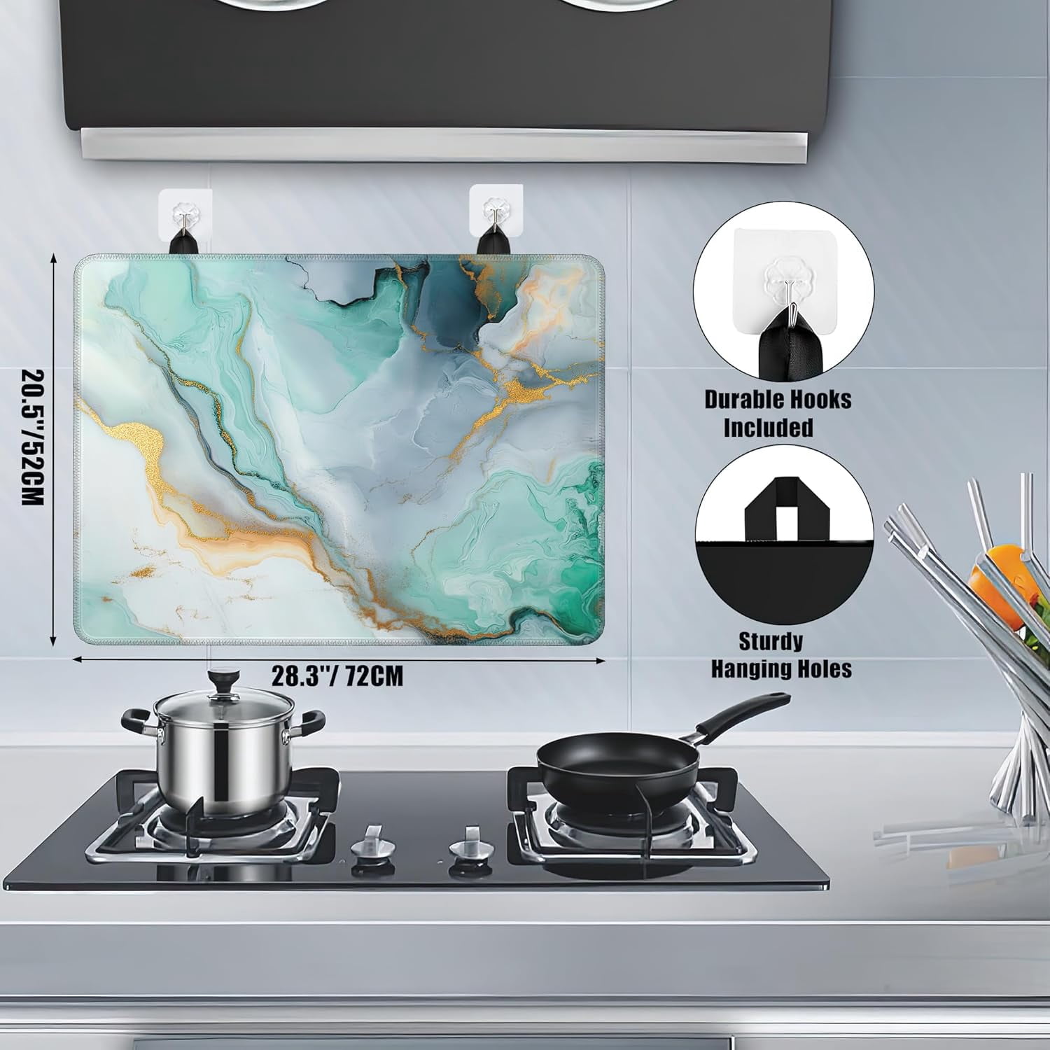 Electric Stove Top Cover,Green Gold Marble Stove Cover for Glass Top Electric Stove,ModernAbstract Heat Resistant Flat Top Stove Mat Countertop Protector, 28 x 20 Inch