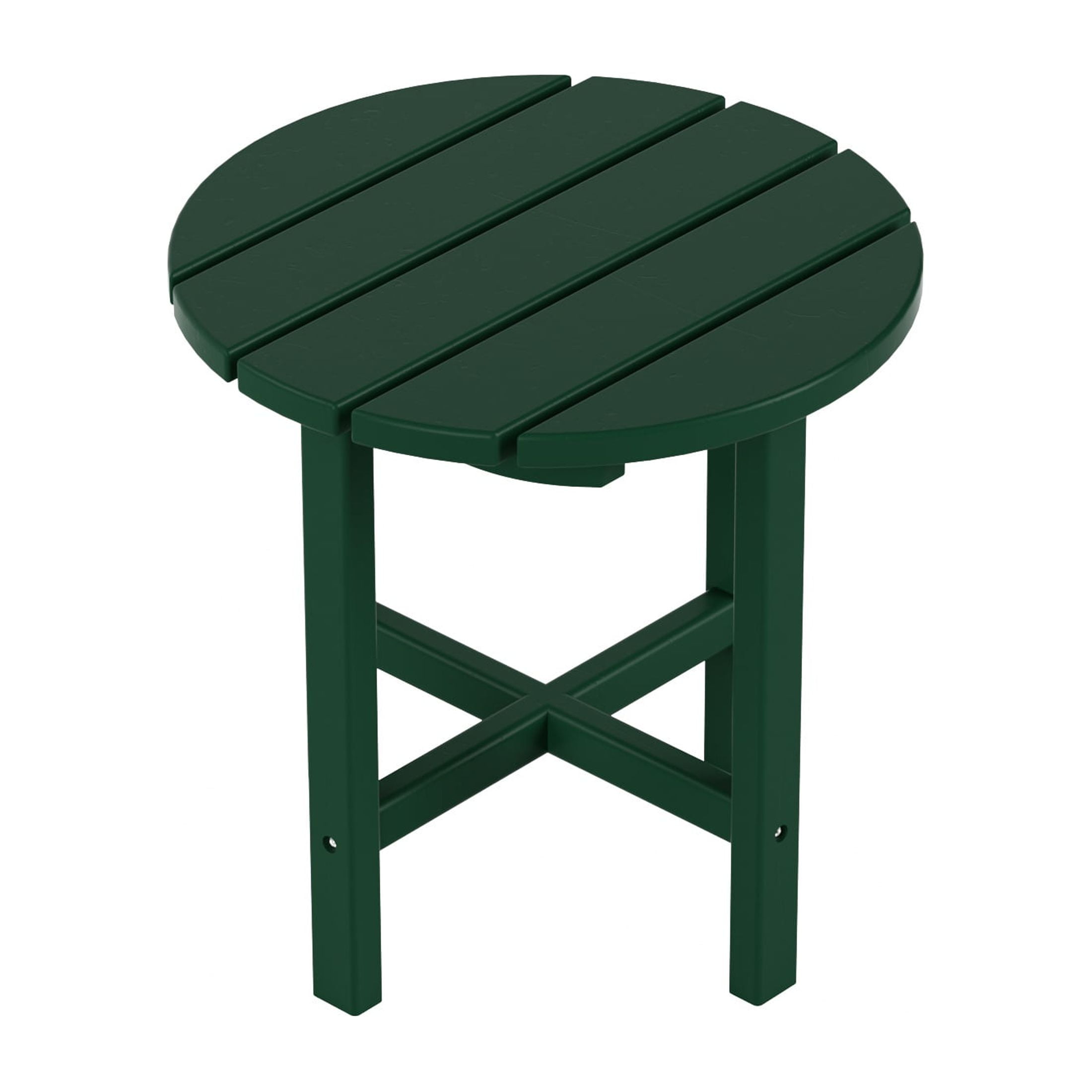 GARDEN 3-Piece Set Plastic Outdoor Chaise Lounges with Round Side Table Included, Dark Green