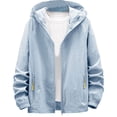 thumbnail image 4 of GUZOM Mens Lightweight Hooded Nylon Windbreaker Jacket Sun Protection Outdoor Hiking Travel Coat with Zippered Pockets Elastic Cuffs Blue,Size 3XL, 4 of 4