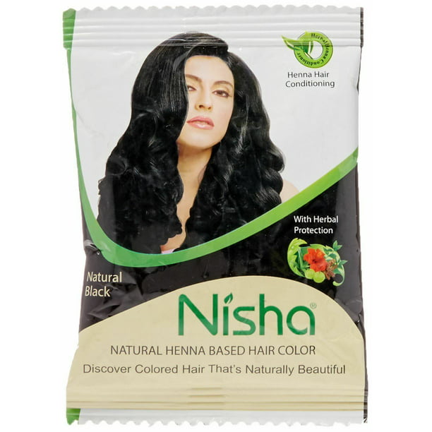 Pack of 10 - 10g Nisha Natural Color Hair Henna Powder (Natural Black) -  