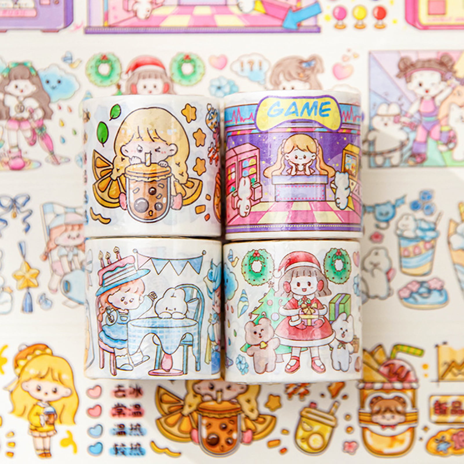  DEARMAMY 1 Roll Scrapbook Adhesive Tape Retro Decor Packing  Tapes Gift Wrapping Tape Hand Account Tapes Cute Packing Tape Wrapping  Tapes Cute Tape Seal Decorate Fu Character Sticker Vintage : Office