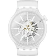 Swatch Men's Whiteinjelly Quartz Transparent Plastic/Silicone Watch SO27E106