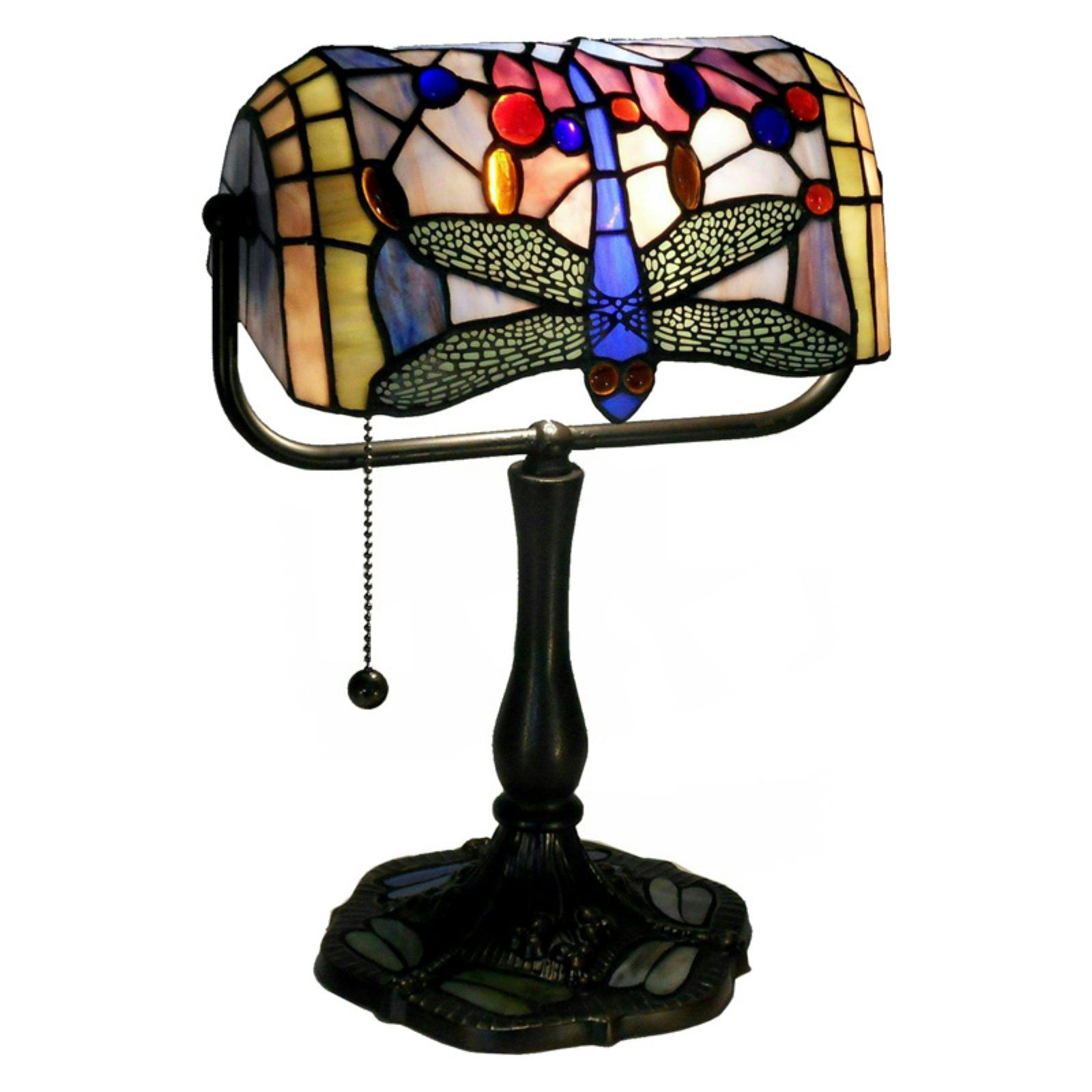 Indoor 1 Light Dragonfly Bronze Banker Desk Lamp