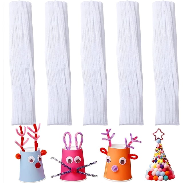 300 Pieces White Pipe Cleaners Chenille Stem, Pipe Cleaners Craft for Kids DIY Art Supplies