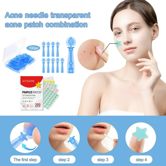 Colorful Cute Star Zit Pimple Patches 200 pcs with 100 Count Disposable Acne Needles, Acne Treatment for Face Wart Remover