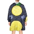 thumbnail image 2 of Yellow Lemon Blueberries DarkBlue Pattern Wearable Oversized Blanket,Wearable Blanket Hoodie for Adults,Cozy Hooded Blankets with Super Pockets,Super Warm Fuzzy Pullover for Women & Men, 2 of 6