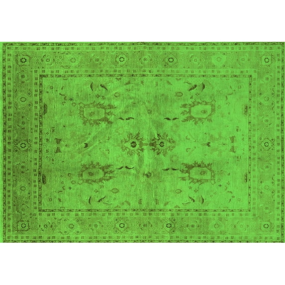 Ahgly Company Indoor Rectangle Oriental Green Industrial Area Rugs, 2' x 5'