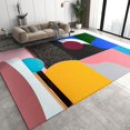 thumbnail image 1 of Abstract Colorful Geometric Medieval Print Area Rug, Brown Pink Splicing Irregular Pattern Machine Washable Rugs, for Room Sofa Living Room Bedroom Home Decor Floor Mats 4x6ft, 1 of 7