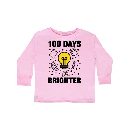

Inktastic 100 Days Brighter with Light Bulb Gift Toddler Boy or Toddler Girl Long Sleeve T-Shirt