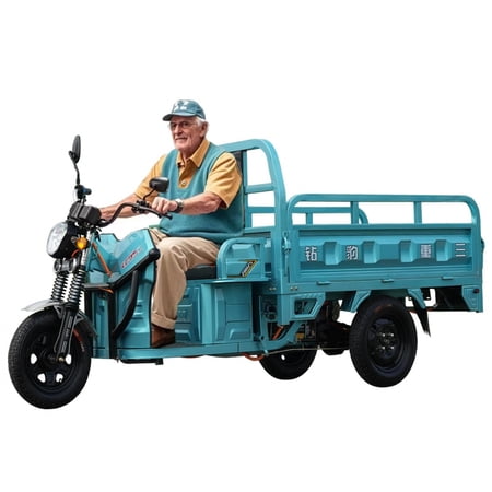 60V 45A Electric Tricycle Cargo Van for Adult, Heavy Duty Electric Three Wheel with 63" Hydraulic Tipping Bucket, 1100W Electric Trike Motorized 3-Whee w/Foot Brake & Shock Absorbers