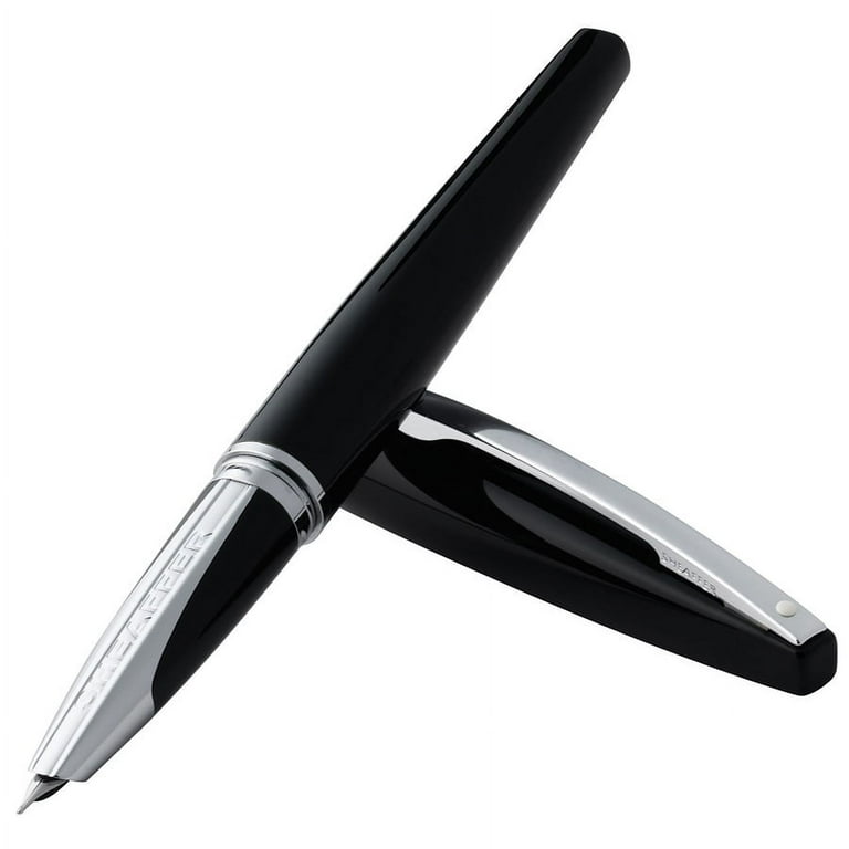 Sheaffer Taranis Fountain Pen - Black, Chrome Trim, Medium Hooded Nib (Cartridge/Converter)