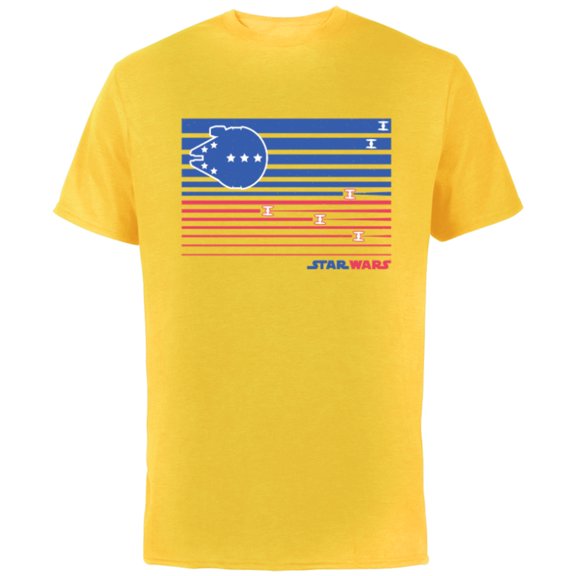 Star Wars Millennium Falcon Stars and Stripes American Flag - Short Sleeve Cotton T-Shirt for Adults - Customized-Yellow