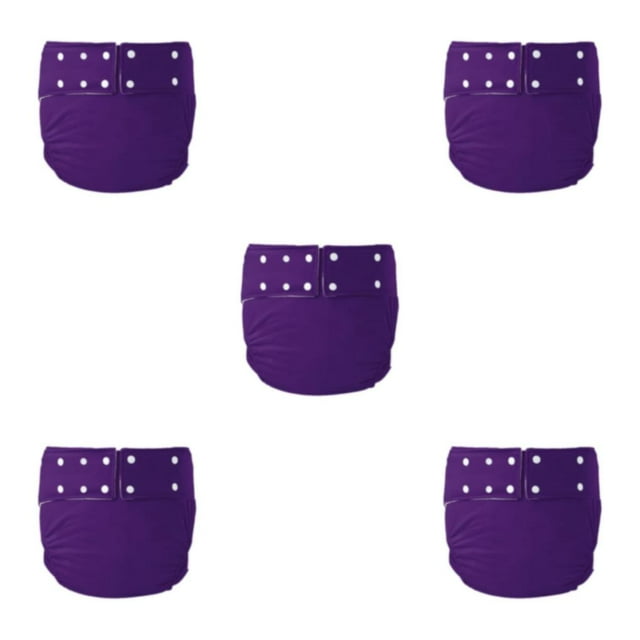 Transemion Adult Cloth Diapers Adult Nappy Reusable Leakfree Against Incontinence Purple 72-92cm 5Set