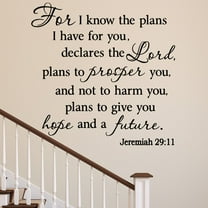 VWAQ For I Know the Plans I Have for You Jeremiah 29:11 Bible Wall Decal (19"H x 20"W Black)
