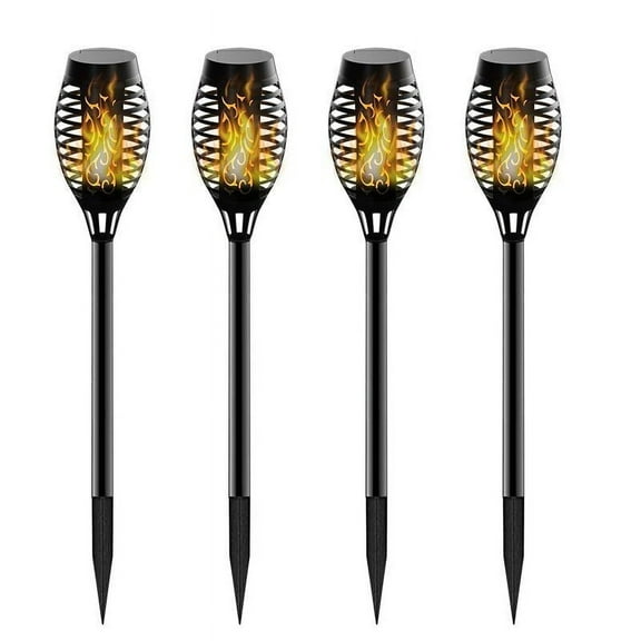 LITOM 4Pcs 12 LED/52CM Light Control Solar Torch Flame Light, IP65 Waterproof Garden Lights Outdoor Landscape Decoration for Patio Garden Path Yard Wedding Party