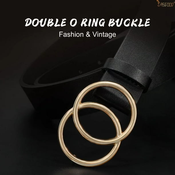 3536 Leather Dress Belt For Women, Fully Adjustable Double O-rings Women Leather Belt Fashion Double O-Ring Soft Faux Leather  main image 4