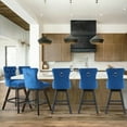 thumbnail image 6 of DONICK Velvet Swivel Bar Stools,Upholstered Counter Height Tuft Nailhead Wood Legs Footrest for Dining Room,Island,Bar,Kitchen(Blue,Set of 2), 6 of 14