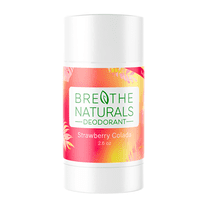 Breathe Naturals Deodorant - 24 Hour Freshness - Aluminum Free & Vegan - For Sensitive Skin, Men, Women & Kids - 2.6 oz Stick - Made in the USA - (Strawberry Colada)