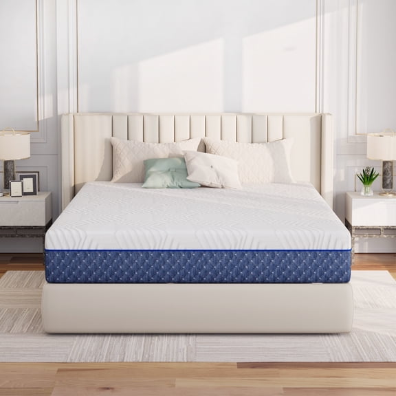 TechForma 12" Queen Gel Memory Foam Mattress, 12 inch Bed in a Box, Firm Support for Back Pain Relief, Cooling Gel Infused, Motion Isolating, CertiPUR-US Certified