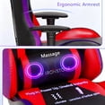thumbnail image 3 of Mr IRONSTONE Gaming Chair for Adults, 7 Point Massage Computer Chair with Bluetooth Speakers RGB, Heavy Duty 400lbs Ergonomic PC Chair with 3D Armrests Footrest, Red/Black, 3 of 9