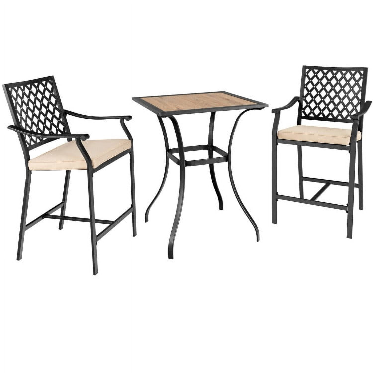 Aimee Lii 3 Pieces Patio Bar Set with 2 Bar Stools and 1 Square Table, Outdoor Patio Furniture