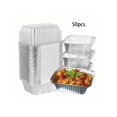 thumbnail image 2 of 50pcs/40pcs/30pcs Disposable Flat Bottom Take-Out Pans With Transparent Lids | 1 Lb Capacity Aluminum Foil Food Containers, Leak-Proof And Seal Tight, Keeps Food Fresh| And | 50 Packs 5x4 Inch Aluminu, 2 of 10
