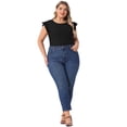 thumbnail image 2 of Agnes Orinda Justaucorps pour Femmes Grande Taille Extensible Col Rond Manches Courtes Ajusté Décontracté Basique 3X Noir, 2 of 5