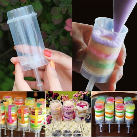 Outtop 3 Pcs Plastic Push Pop Containers Lids Cake Push Up Party Cupcake