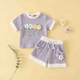 thumbnail image 2 of Paguaki Toddler Girls Dresses Outfits 1T 2T 3T 4T 5T 6T Toddler Girls Summer Clothes 5T Girls Sunflower Fly Sleeve T-shirt Denim Shorts 2PCs Set Dailywear, 2 of 9