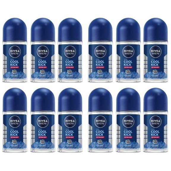 Nivea Men Cool Kick Anti-perspirant Deodorant ROLL-ON, 50 ML  1.7 OZ 12 Pack