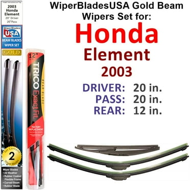 2003 Honda Element Beam Wiper Blades Wipers WBUSA (Set of 3) w/Rear Wiper