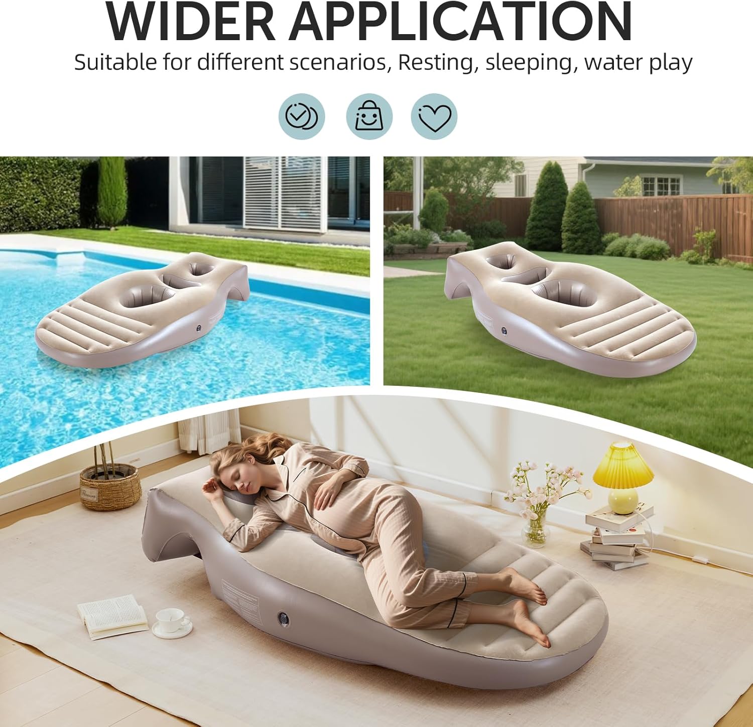 Aorsher Upgraded 70.87” Inflatable Pregnancy Pillow with Belly Hole, Portable Travel Maternity Pillow for Belly Support, Stomach Sleeping, Water Pool Float & Yoga Mat, Pregnancy Resting Must Haves
