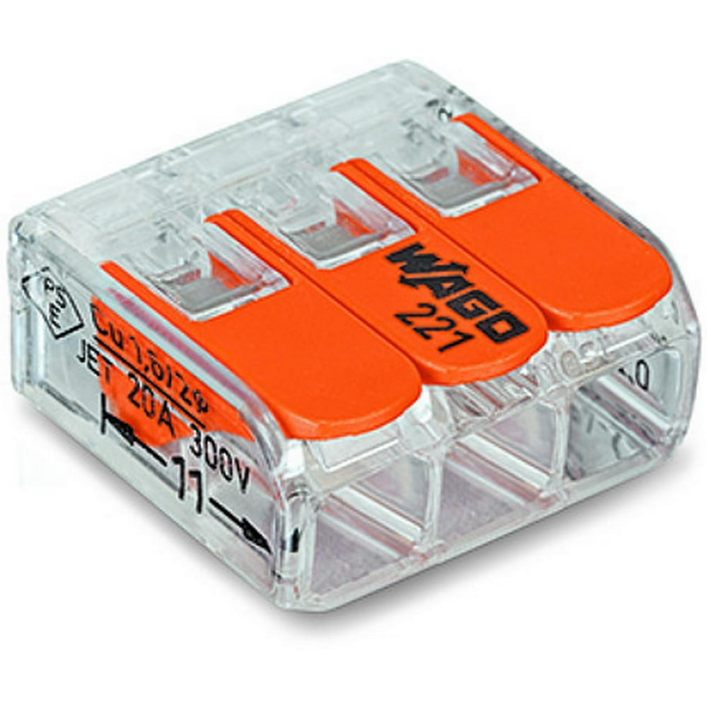 Wago Compact Splicing Connectors 3Conductor Connector 50PK 221