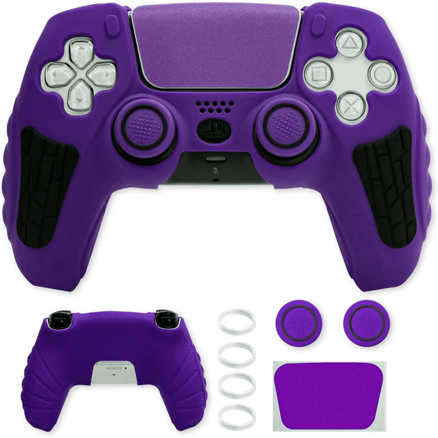 Cover Case For PlayStation 5 Controller, Anti-Slip Silicone Cover Skin Compatible With PS5 Dual Sense Controller With Thumb Grip Caps, Joystick Protectors And Cover Wrap Sticker