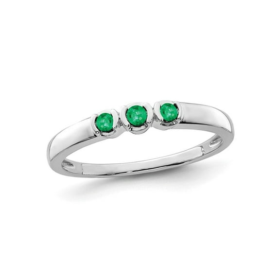 1/10 Carat (Ctw) Three-Stone Emerald Ring in Sterling Silver