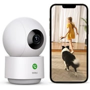 AOSU 2K Indoor Security Camera, Baby Monitor Pet Camera 360 View for Home Security, One-Touch Calls, Motion Tracking, Night Vision, 5 GHz Wi-Fi, Compatible with Alexa