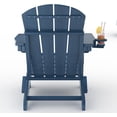 thumbnail image 4 of Folding Adirondack Chair Set of 4, HDPE Outdoor Patio Chair with Cup Holder, All Weather Resistent Wooden Textured for patios, Decks, Gardens, fire Pit, Navy Blue, 4 of 9