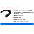 thumbnail image 2 of Front Left Upper Control Arm and Ball Joint Assembly - Compatible with 2008 - 2012 Honda Accord 2009 2010 2011, 2 of 2