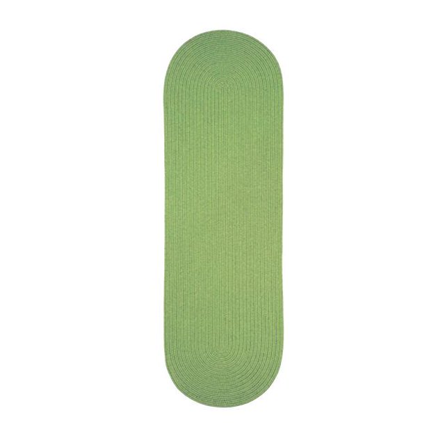 Homespice Decor 328694 22 x 72 in. Oval Ultra Durable Braided Runner Rug, Green