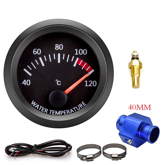52mm Water Temperature Gauge With Water Temp Joint Pipe Sensor Adapter 1/8npt 28-40mm For Car 40~120 Celsius Water Temp Gauge