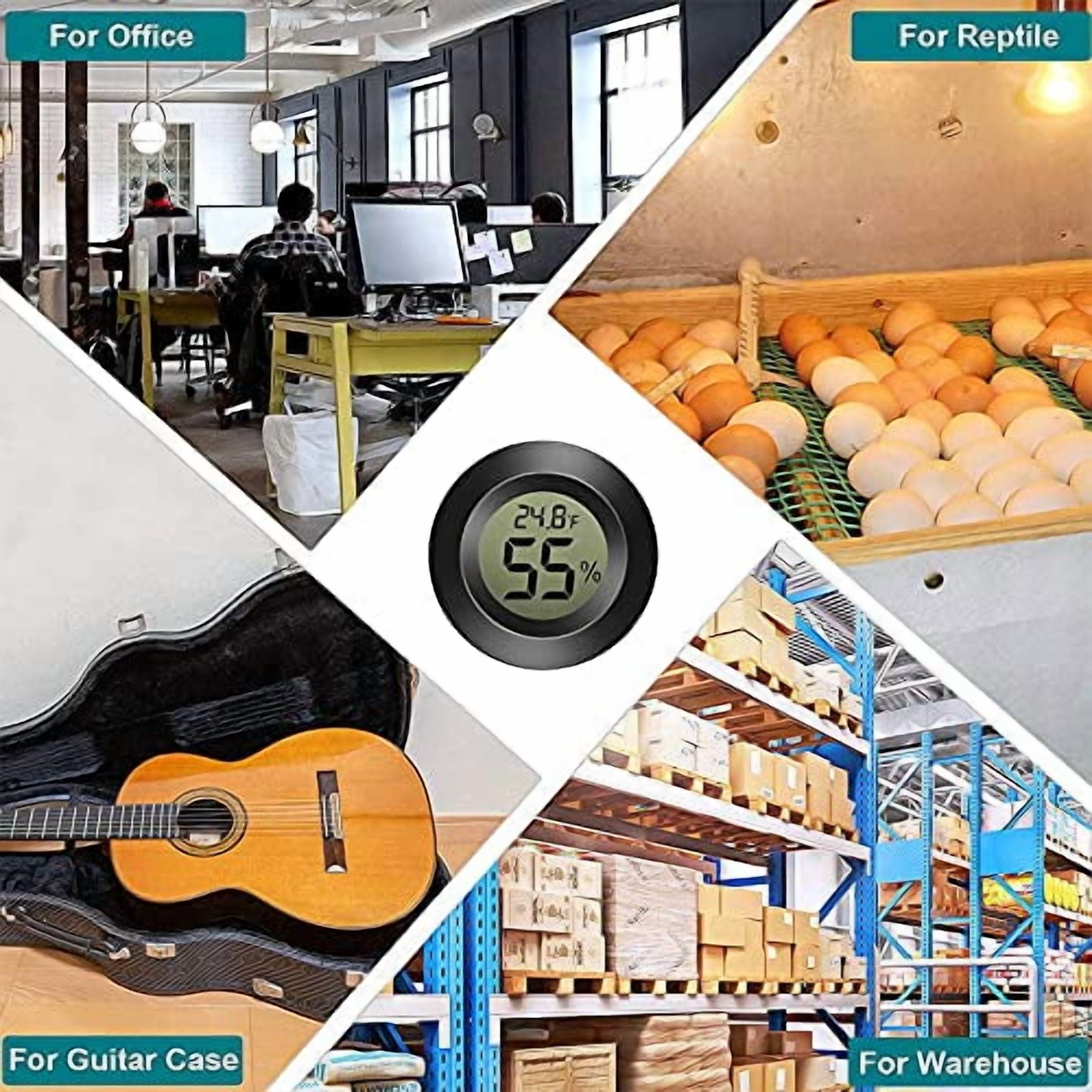 10-Pack Mini Thermometer Hygrometer, Small Digital Electronic Temperature Humidity Meters Gauge Indoor LCD Display for Greenhouse, Garden, Cellar, Fridge, Mason Jar