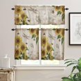 thumbnail image 2 of 3 Piece Kitchen Curtains Tiers and Valances Set, Farm Retro Newspaper Sunflower Dragonfly Bee Rod Pocket Short Window Treatment Tiers Curtains Panel and Valance for Cafe Bathroom, 2 of 5