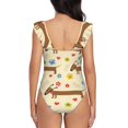 thumbnail image 6 of Yiaed Dachshund Dog And Flower Print Women's Ruffled One Piece Swimsuit V Neck Swimwear Slimming Monokini for Woman-XX-Large, 6 of 8