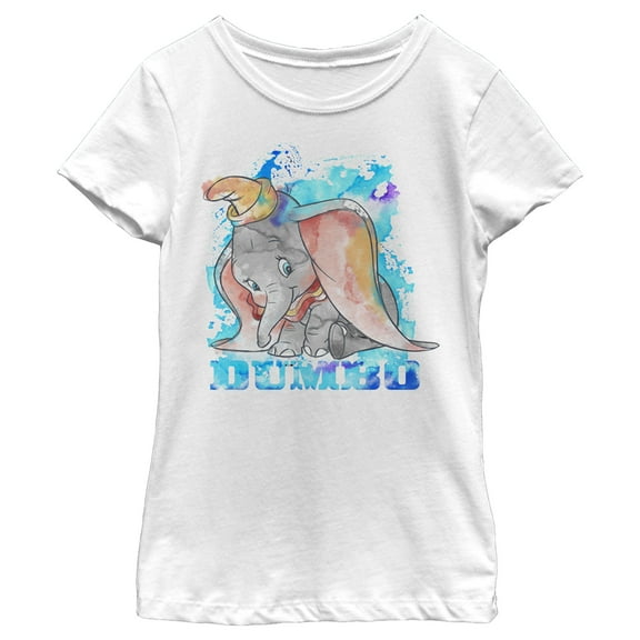 Girl's Dumbo Watercolor Graphic Tee White Small